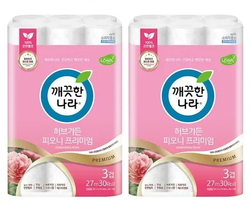 정말 놓치기 아까운  허브가든 피오니 프리미엄 화장지 30롤 x 2팩 지금 구매하세요